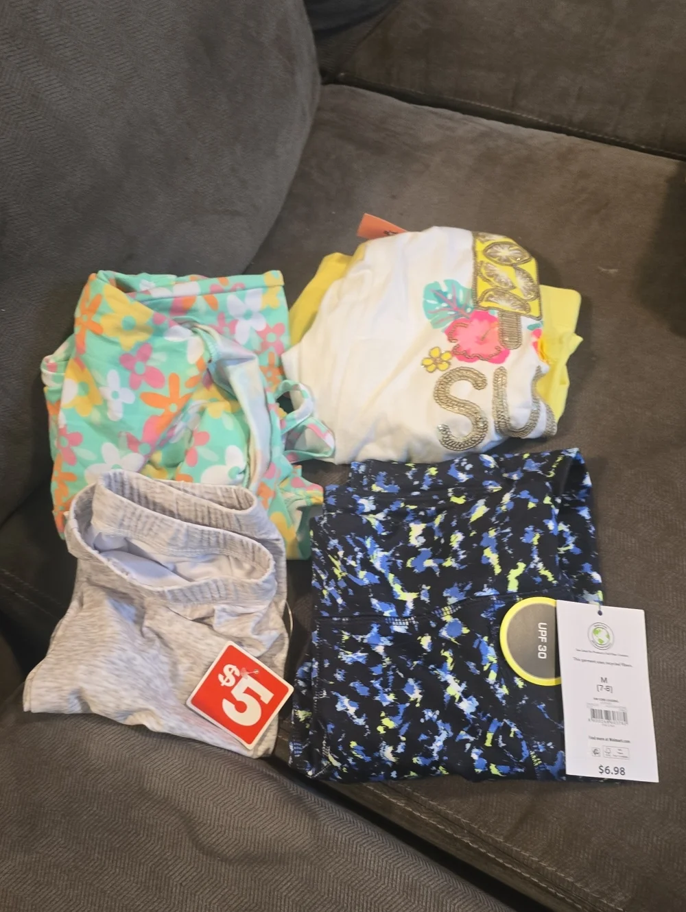 Cynthia Rowley Kids Set 4-Pieces Mix: Mint Floral, Navy Pattern, White & Gray